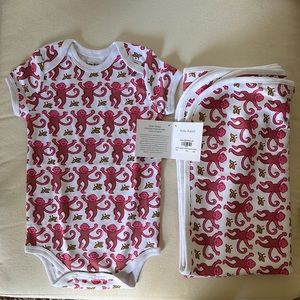 Infant Monkey Short Sleeve Onesie & Receiving Blanket Set